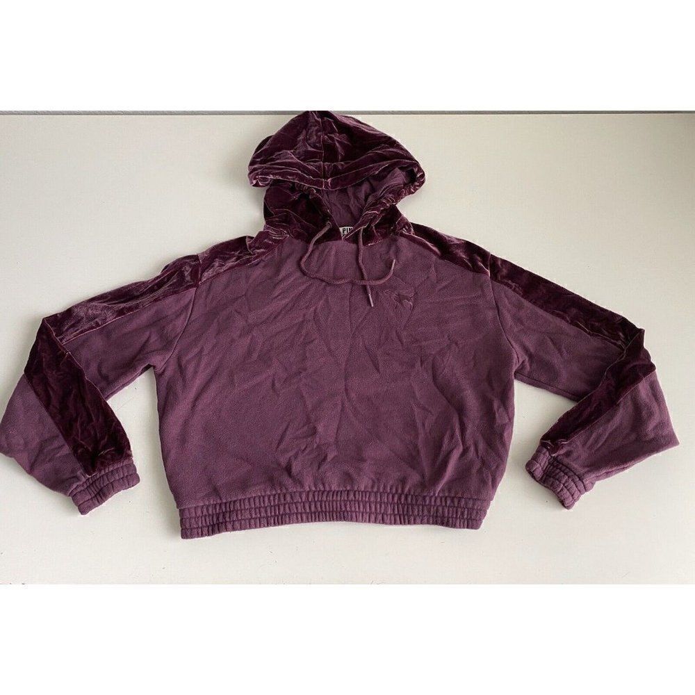 Victoria’s Secret PINK Women’s Size XS Burgundy Velour Accents Cropped Hoodie